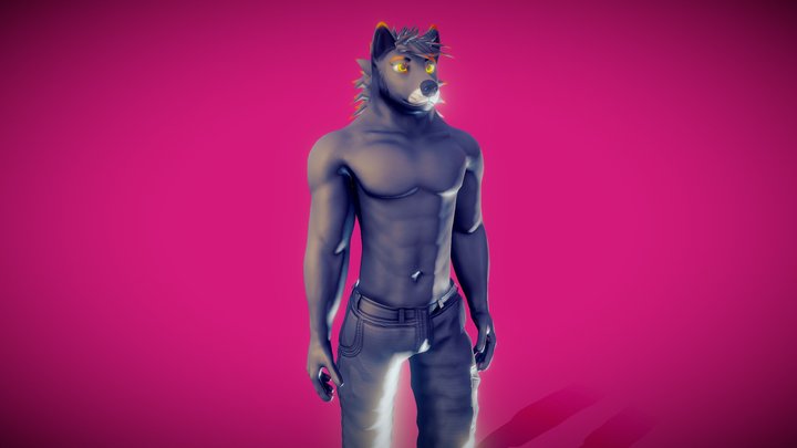 Anthro Wolf  - Reskinning available 3D Model
