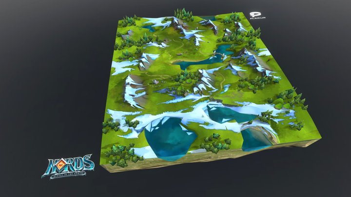 Nords. Low-poly tile of world map. 3D Model