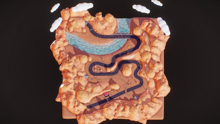 Desert Race Game Prototype Map V2 – Modello 3D gratuito STL