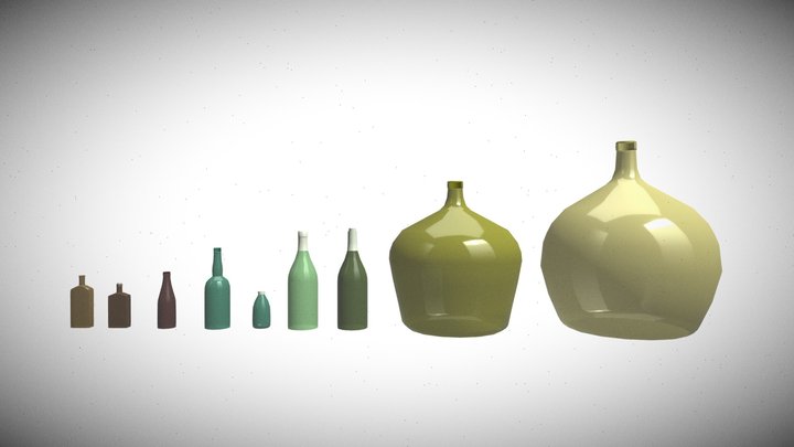 Glass Bottles 3D Model