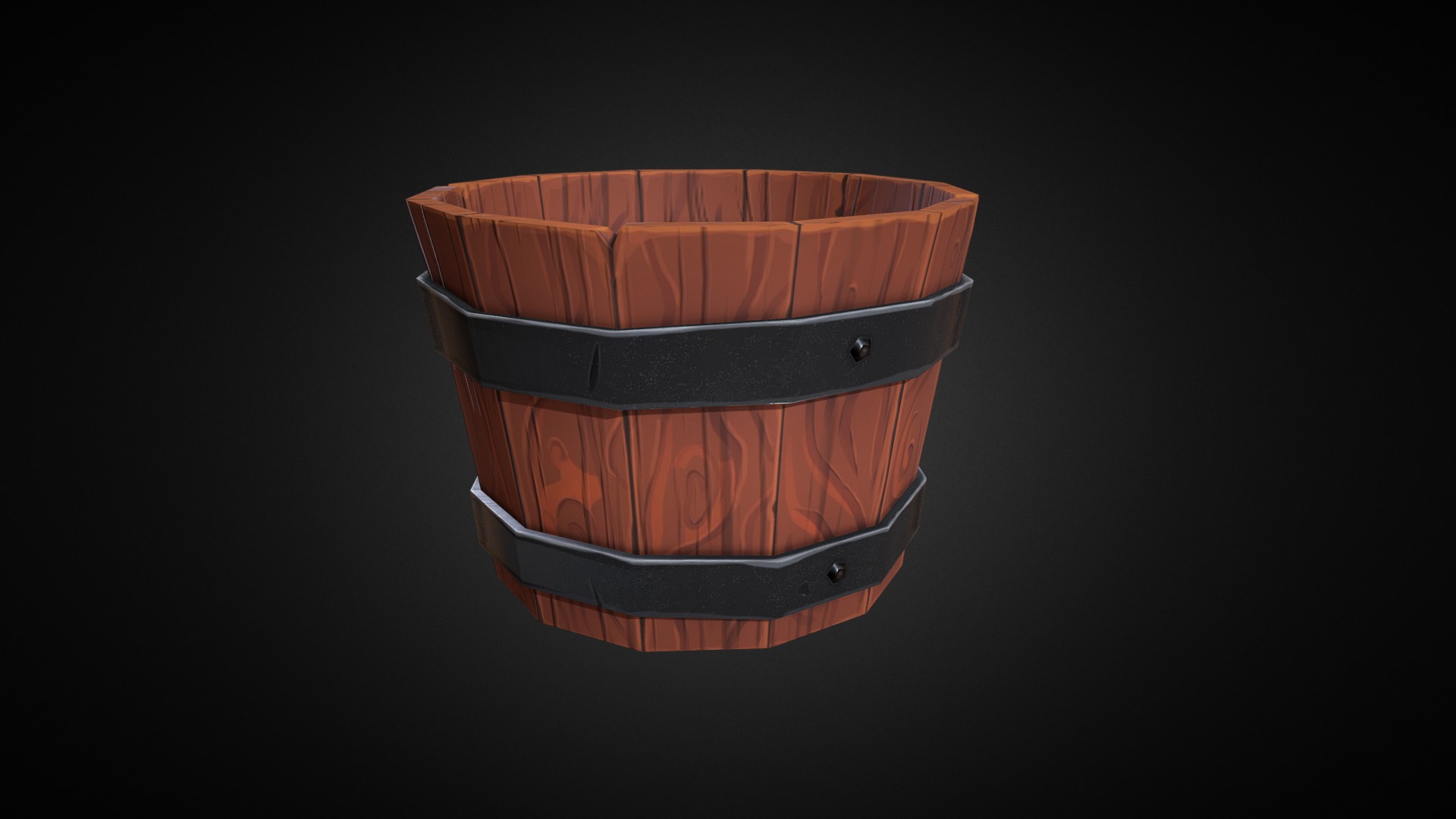 3D model Wooden Barrel - This is a 3D model of the Wooden Barrel. The 3D model is about a brown and black hat.