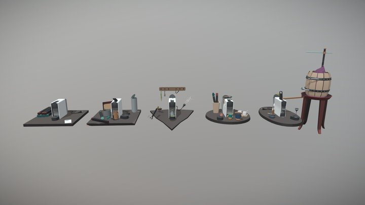 Variants of coffee machines 3D Model