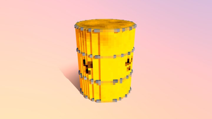 Voxel Barrel 3D Model