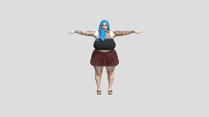 Blue-Haired Avatar 3D Model