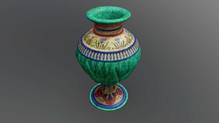 Egyptian Lotus Vase 3D Model