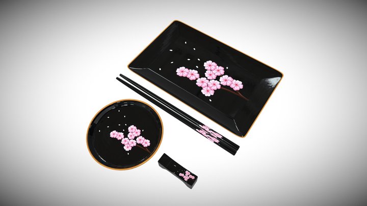 Eastern meal set [1] -- 'cherry blossoms' themed 3D Model