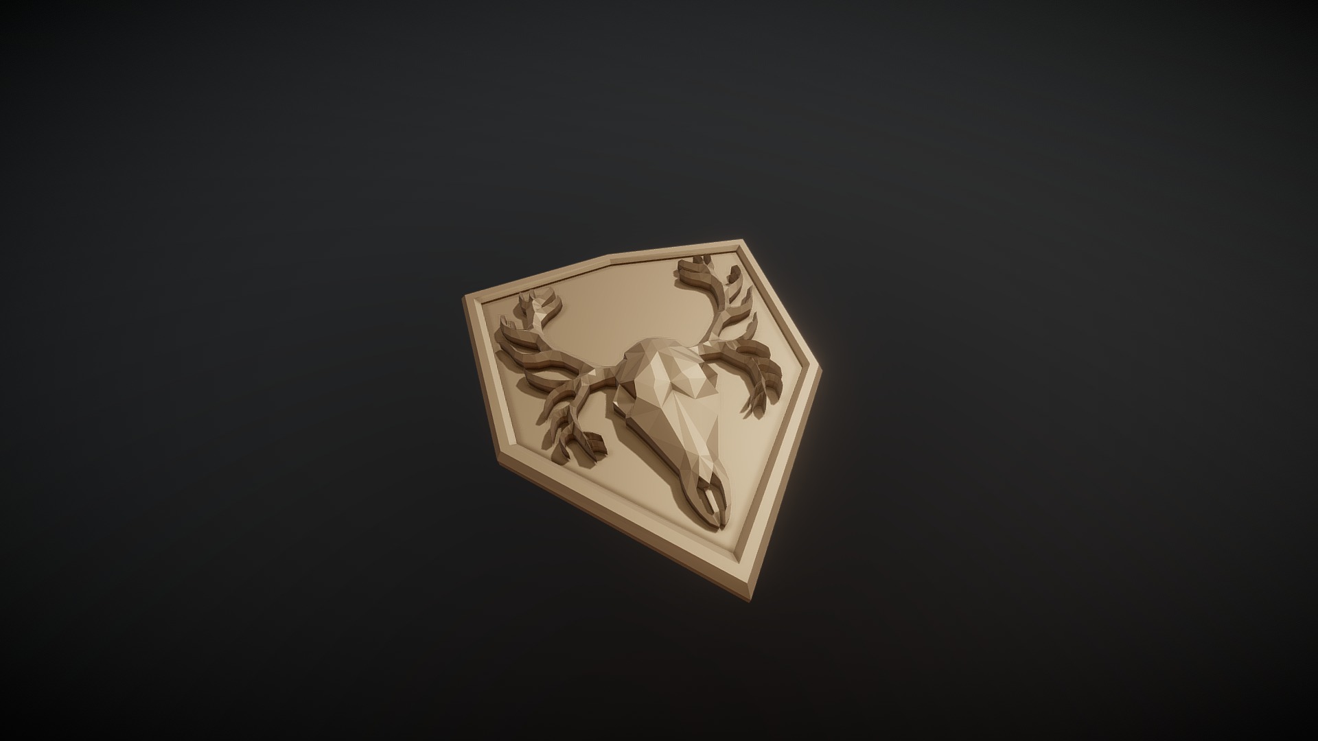 3D model 3D printable lowpoly art deer skull crest emblem