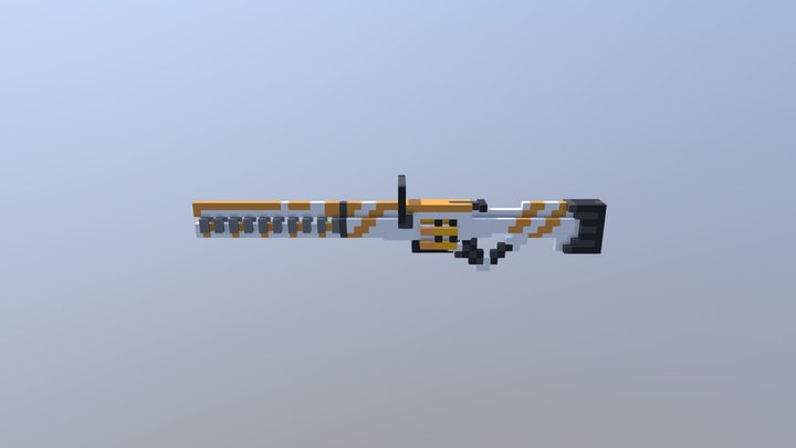 Futuristic Voxel Railgun (Game Asset) 3D Model