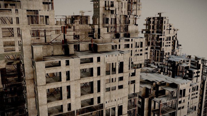 Post Apocalyptic Buildings 3D Model