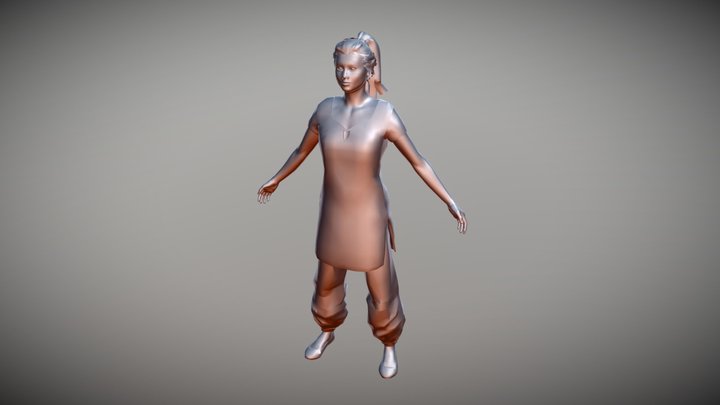 Churidar Girl (kurtha / salwar kameez women) 3D Model