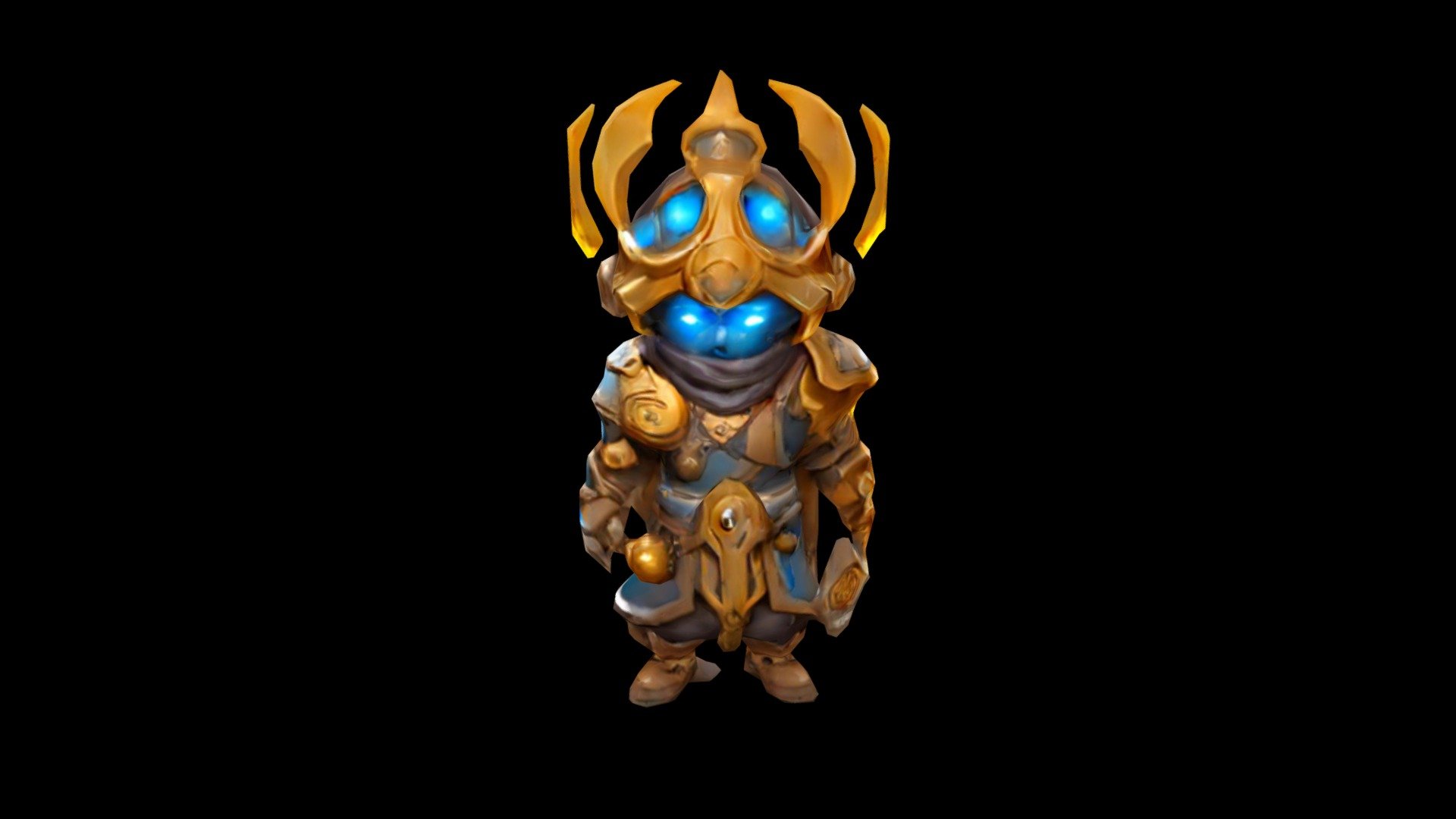 Blue alien knight with golden armor and blue eye - Download Free 3D ...