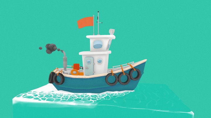 Hand Painted Boat 3D Model