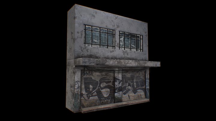 Old Street Building 01 Cyberpunk 3D Model