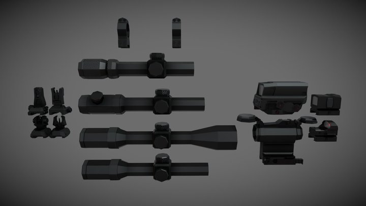 low-poly Sight set 3D Model