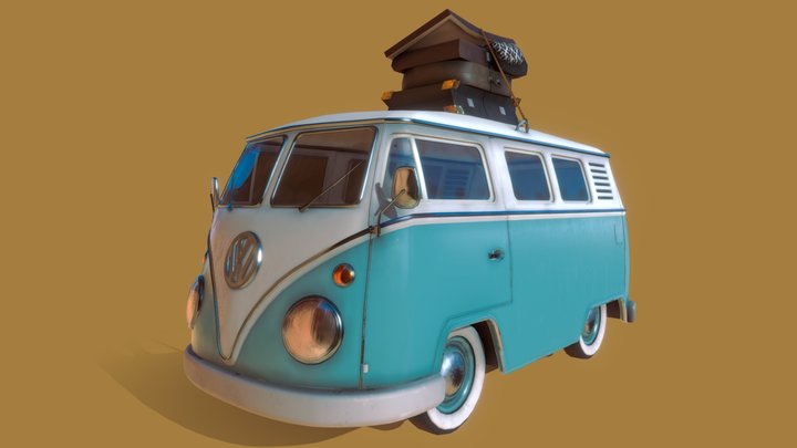 Hippie Volkswagen Van 3D Model