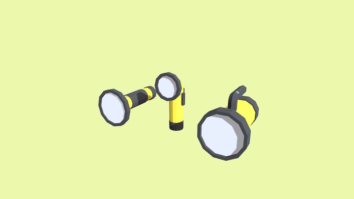 Low Poly Flashlight Set 3D Model