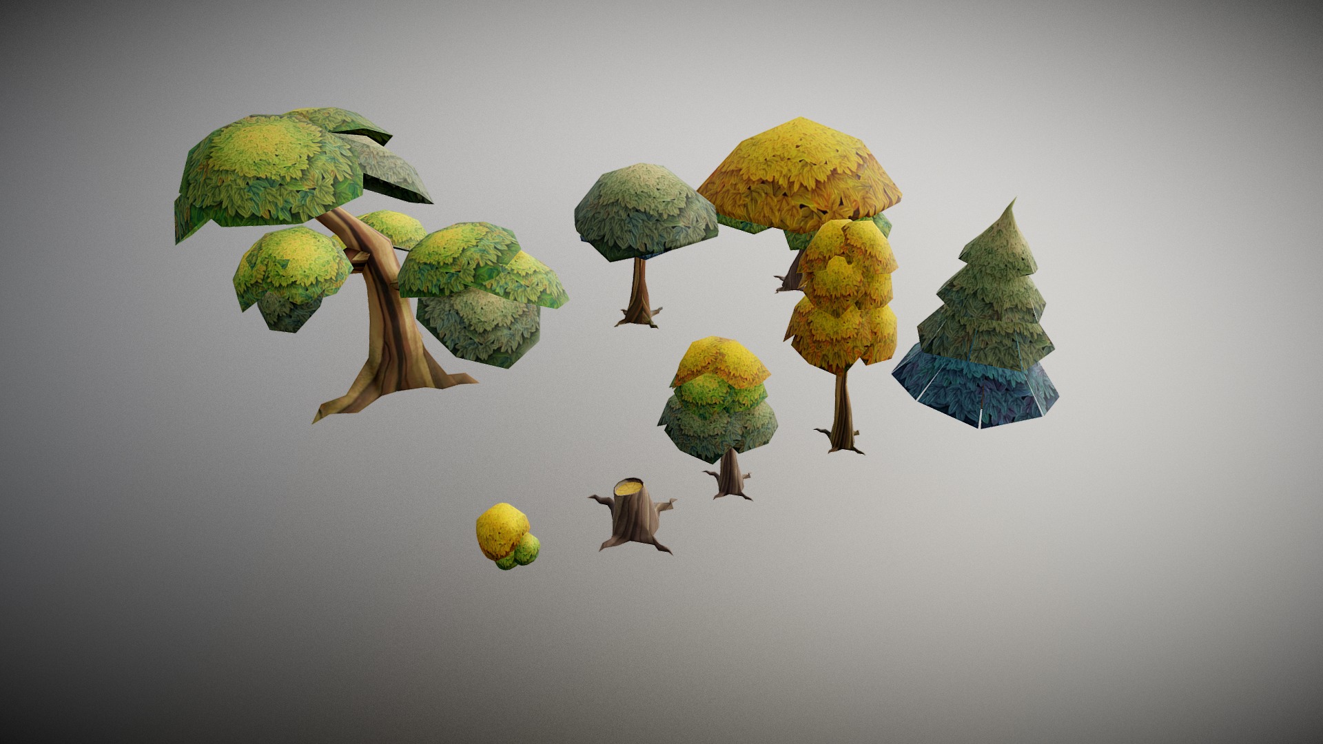 3D model Low Poly trees - This is a 3D model of the Low Poly trees. The 3D model is about a group of trees with leaves.