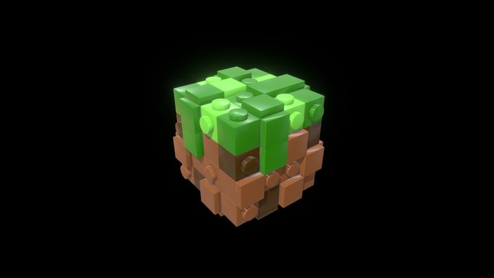 Lego Minecraft Grass Block 3D Model