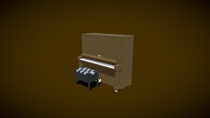Steinway Traditional K-52 Upright Piano 3D Model