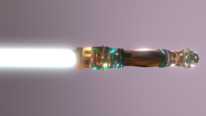 Custom One - Hand Lightsaber "The Crystal One" 3D Model