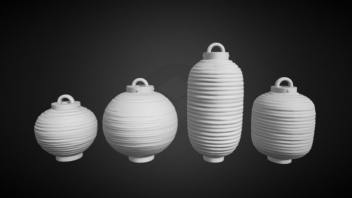 Japanese Paper Lantern 3D Printable Keychain 3D Model