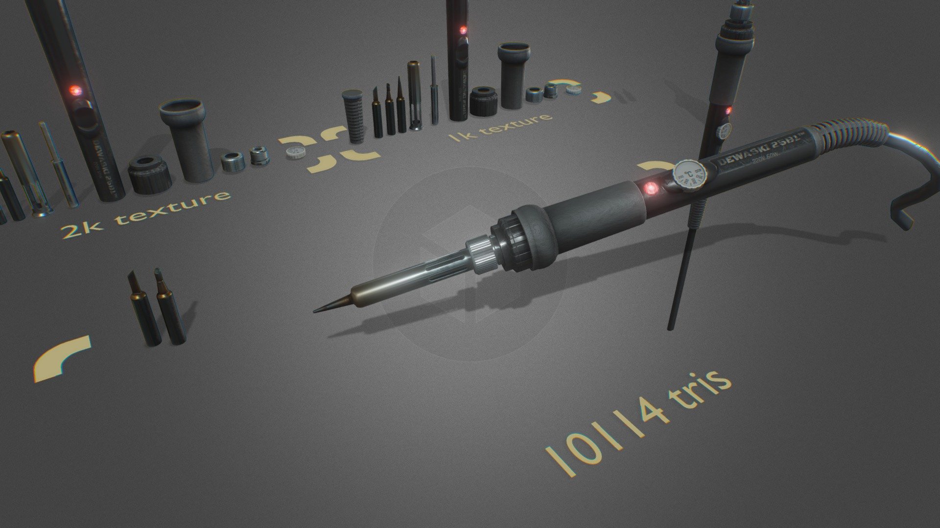 PBR Soldering Iron Texured Rigged Buy Royalty Free 3D model by twitte