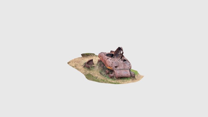 Sherman tank in Normandy 3D Model