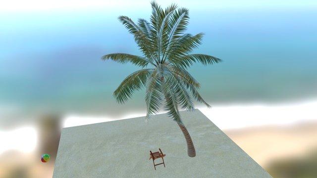 Strandscene Palme animiert 3D Model