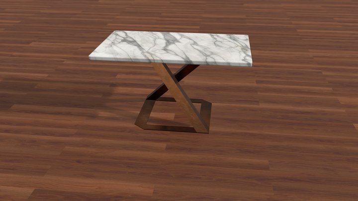 Modern marble and bronze table 3D Model