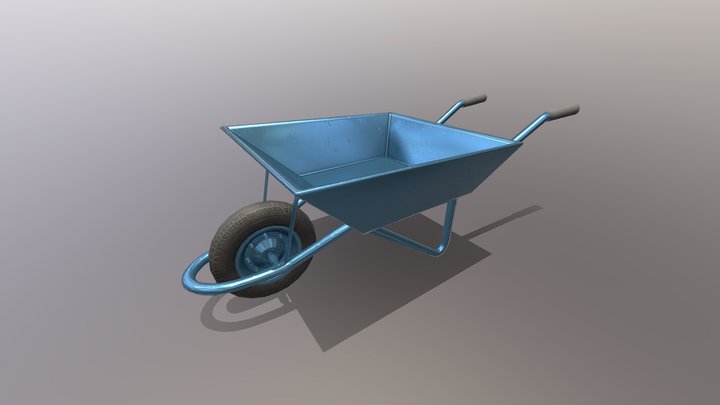 Wheelbarrow Pushcart 3D Model