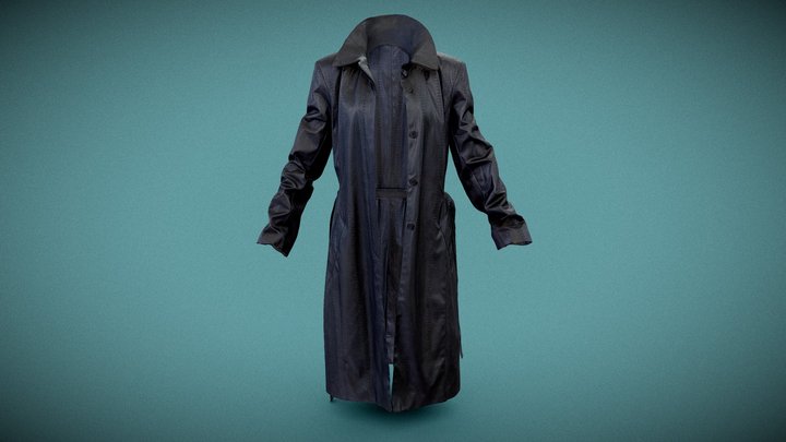 Leather Underworld Coat Open 3D Model