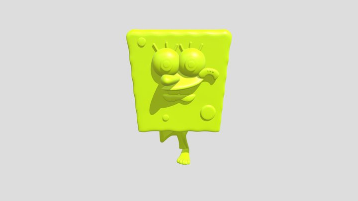 cartoon yellow sponge character standing on one