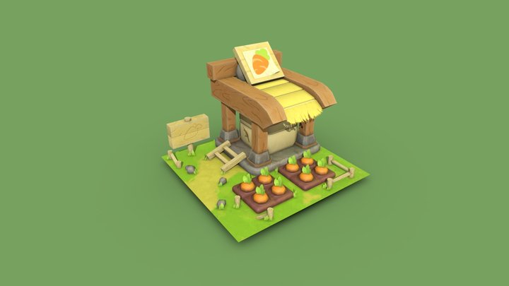 Carrot Farm | Low Poly | For a mobile game. 3D Model