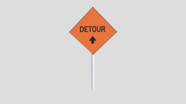 Detour Sign – Road Construction Prop 3D Model