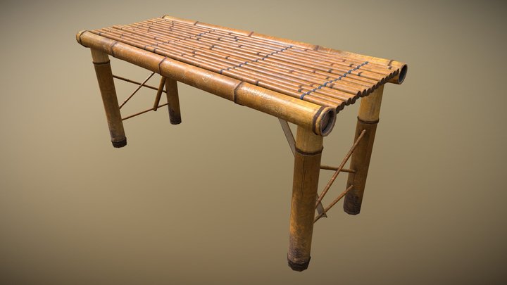 Bamboo Bench 3D Model