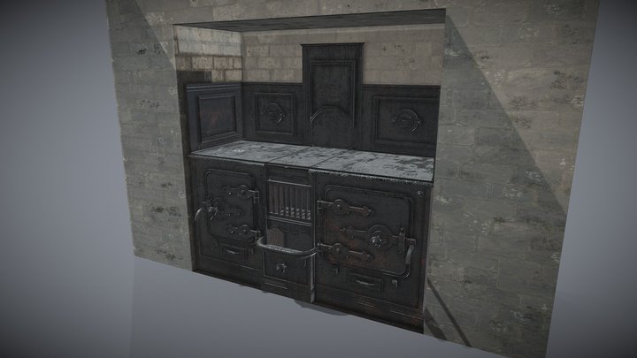 Cast Iron Wood-Burning Stove 3D Model