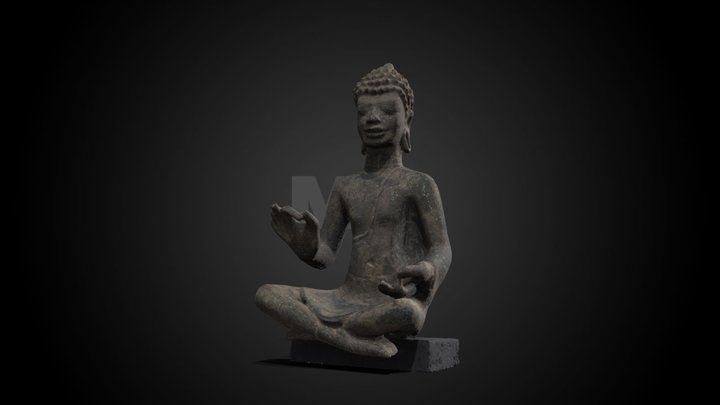 10th C CE Thai Seated Buddha – Gratis 3D-model STL