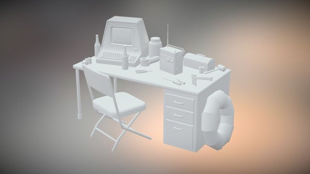 Cluttered Desk 3D Model