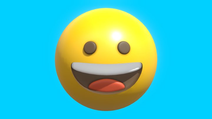Smile or Happy yellow ball Emoji or Smiley 3D Model
