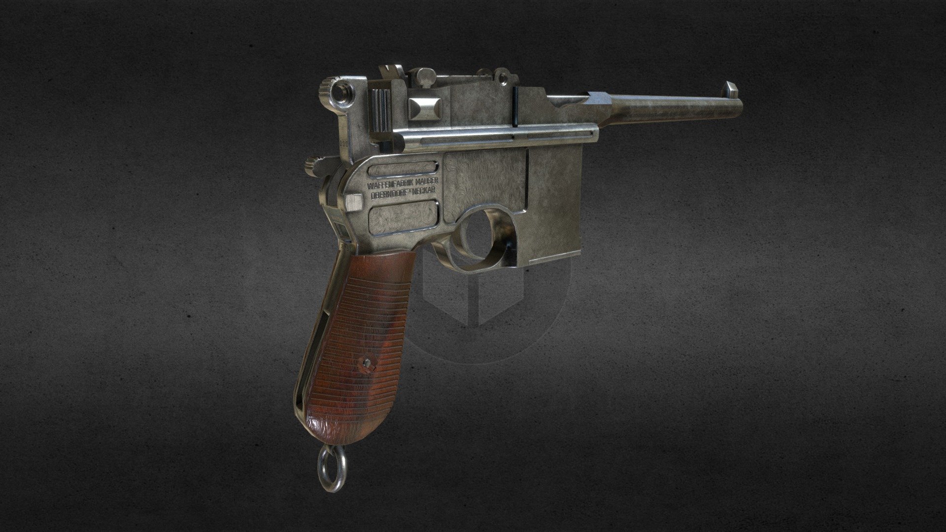Low poly C96 mauser pistol