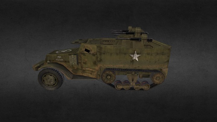 M16 Halftrack Quad 50 3D Model