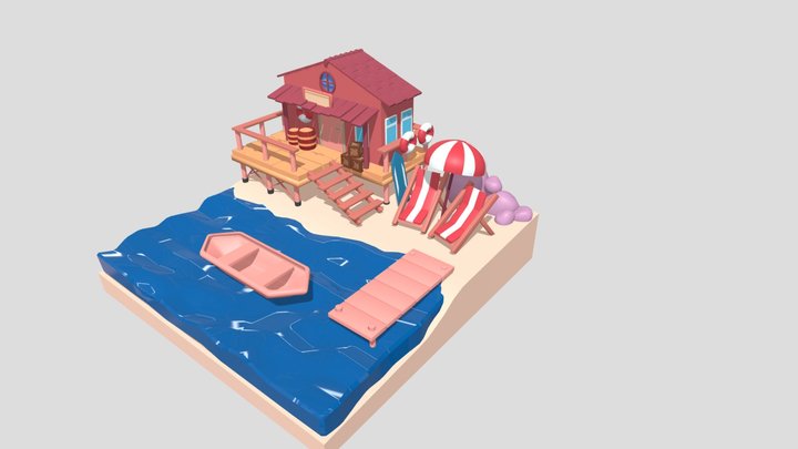 Beach House 3D Model 3D Model