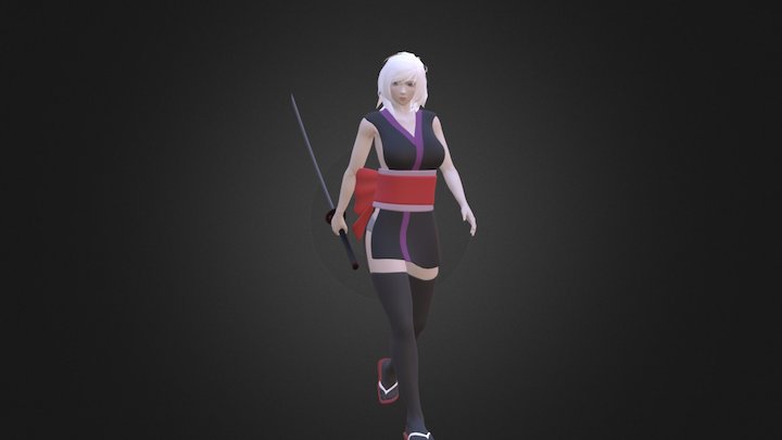 Samurai Miko Pose 2 3D Model