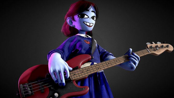 Colette and Her Bass Guitar 3D Model