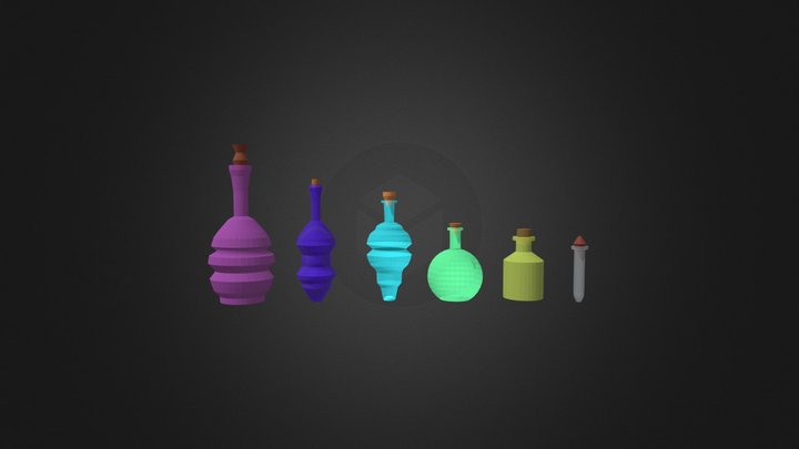 Low Poly Colored Potions 3D Model