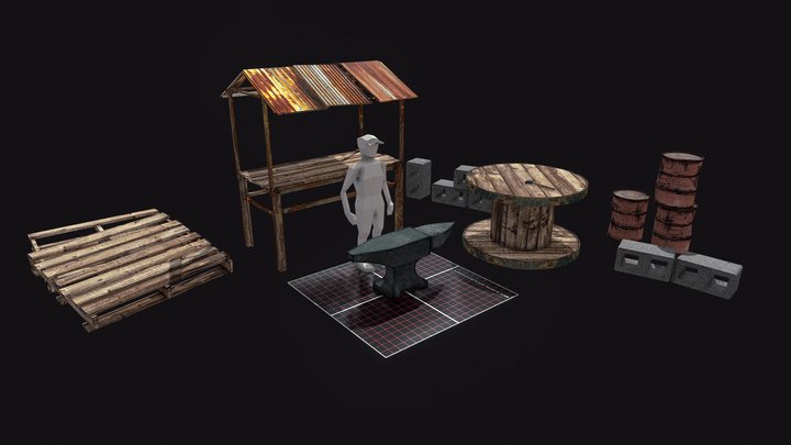 DAE detailed props 3D Model