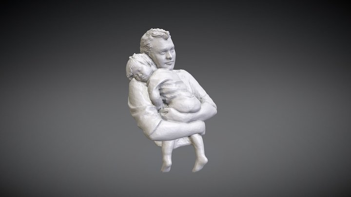 Father and Daughter Sculpture 3D Model