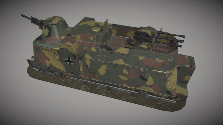 BP44 Armoured train - AntiAircraftCar 3D Model