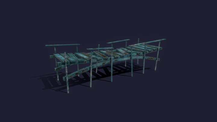 Wooden bridge - lowpoly, gameready 3D Model