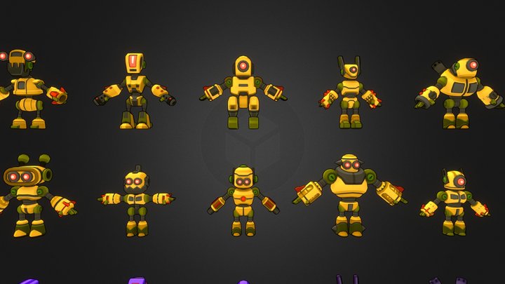 Asset Store Humanoid Robots: 10Models, 6Colors 3D Model